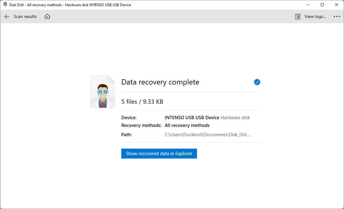 Disk Drill Recovery Complete Report