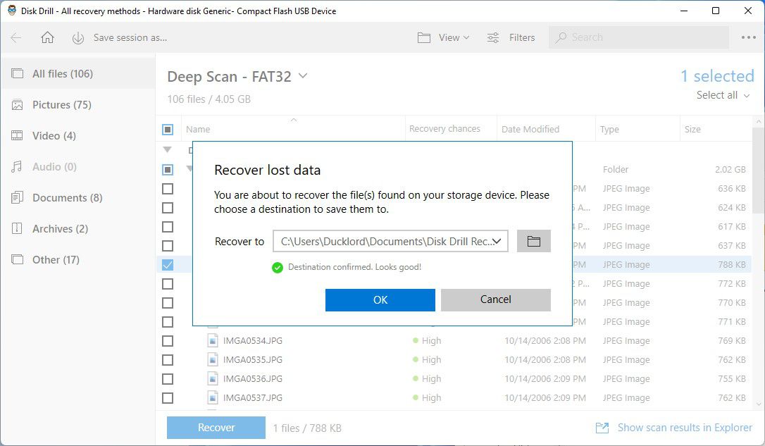 Disk Drill Recovery Destination