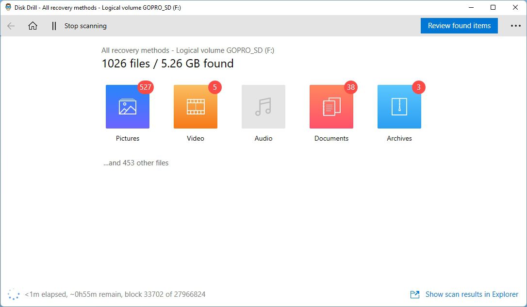 Disk Drill Scanning SD Card