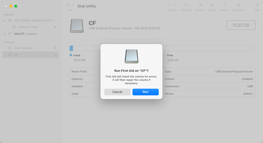 Disk Utility Run First Aid