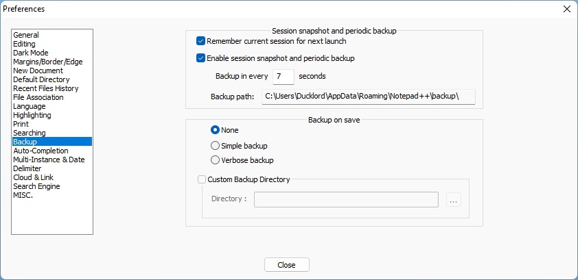 NotepadPlusPlus Backup Settings