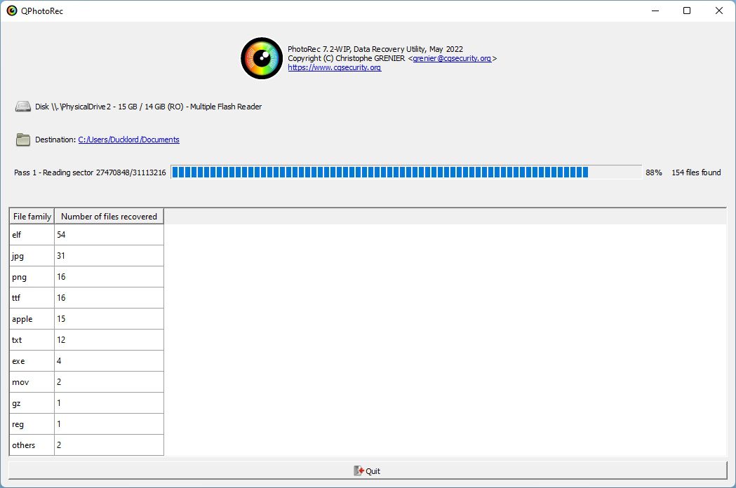 QPhotoRec Scanning