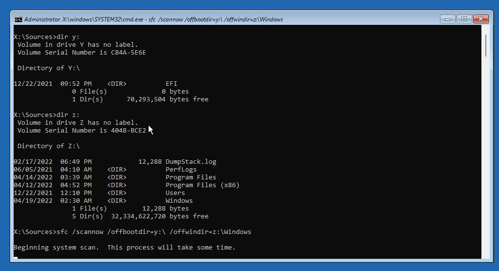 Windows Setup Command Prompt Run SFC