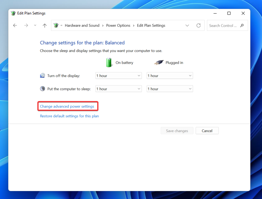 advanced power settings in control panel