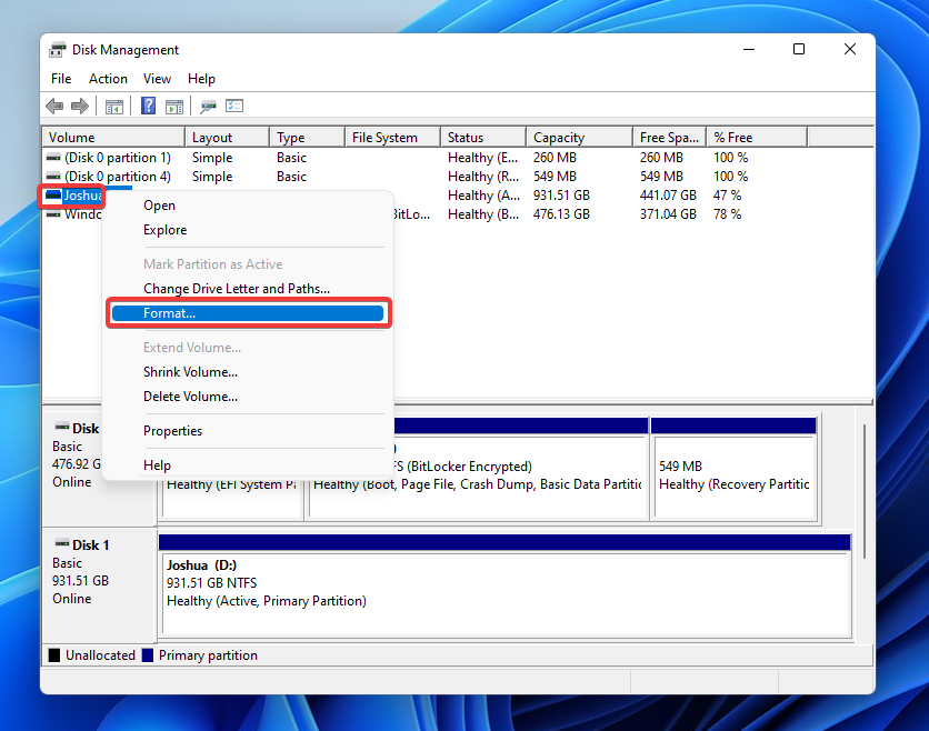 formatting a hard disk