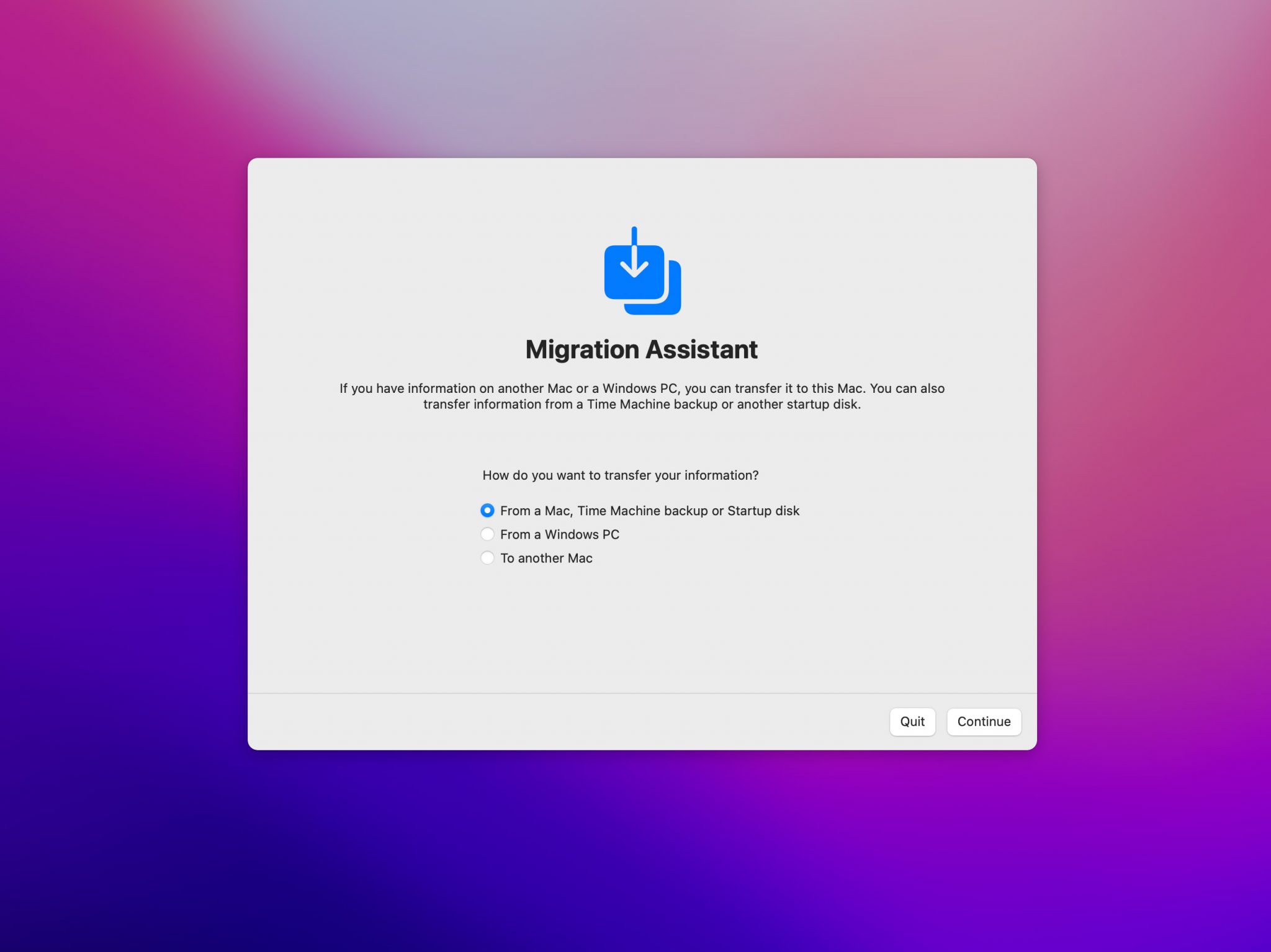 migration assistant time machine