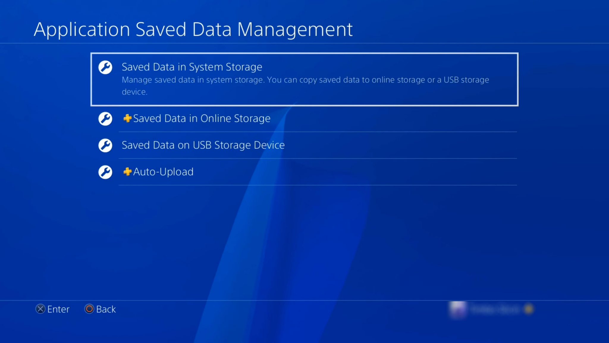 Saved Data in System Storage