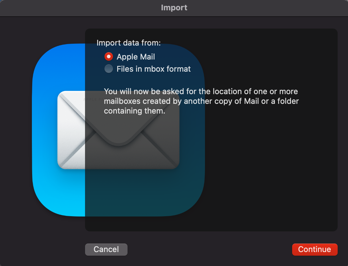 apple mail import 