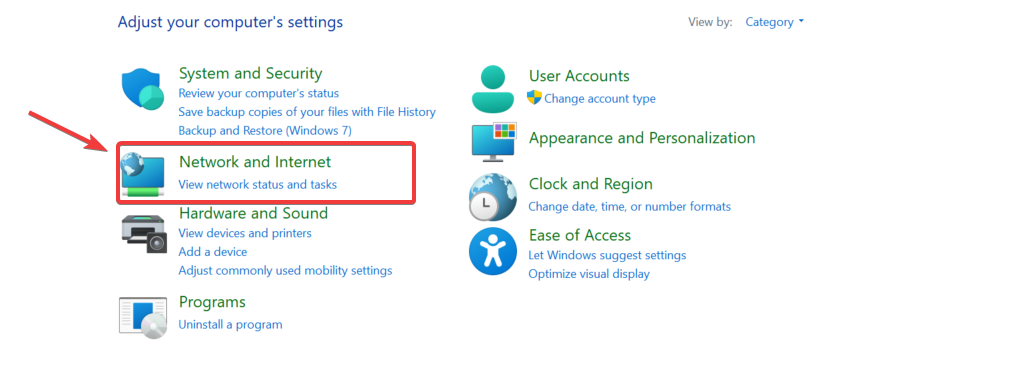 navigating to the internet options in the control panel