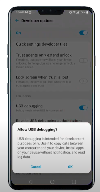 usb debugging on lg