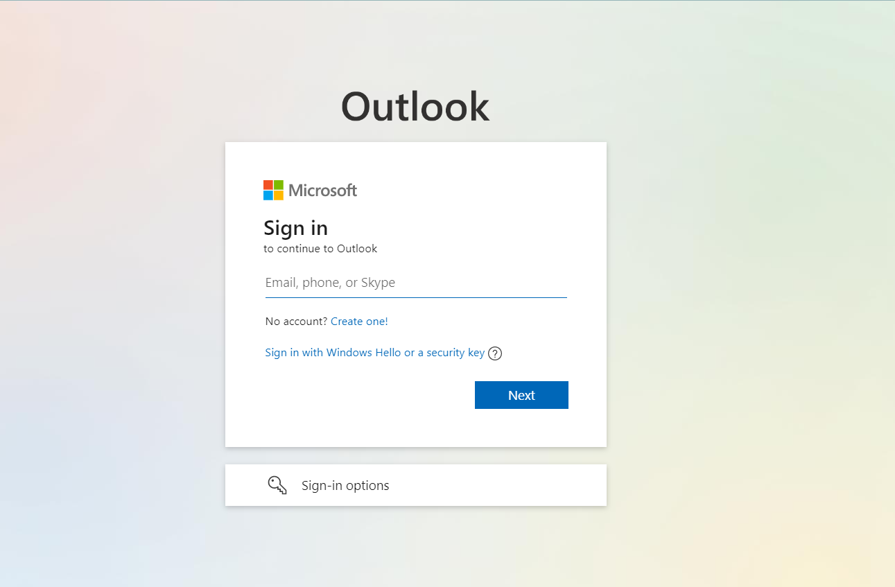 logging into outlook