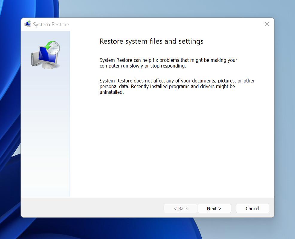 system restore windows 11