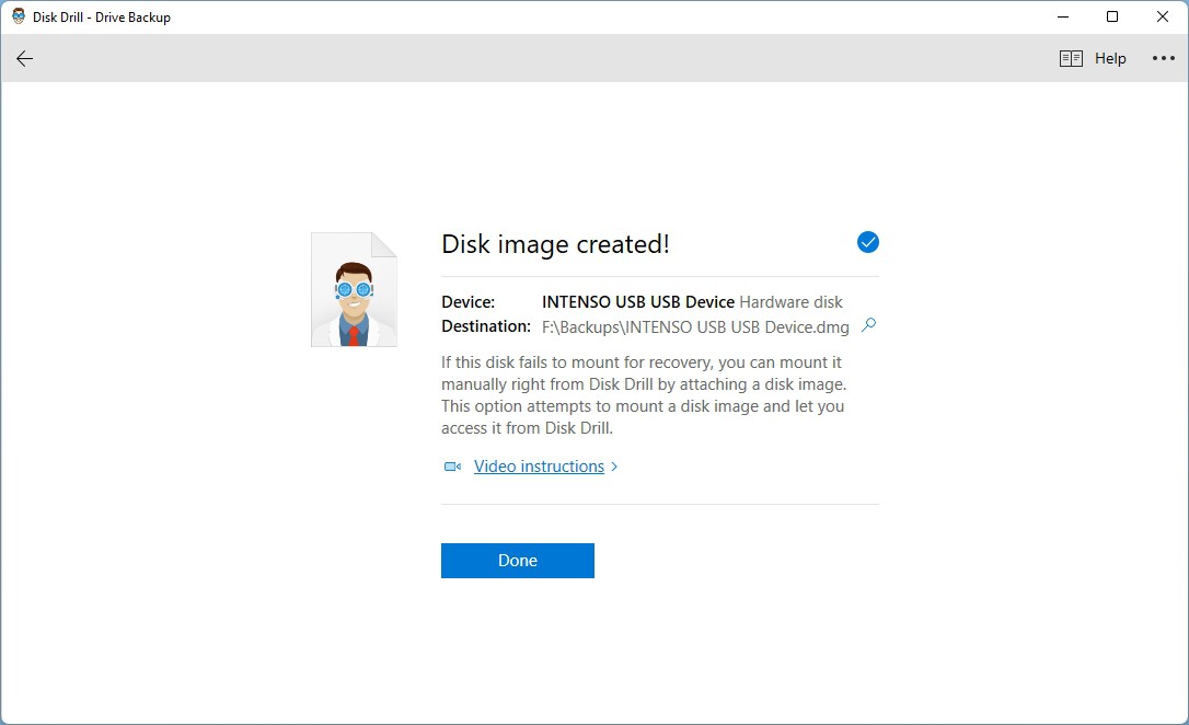 Disk Drill Byte To Byte Backup Image Created