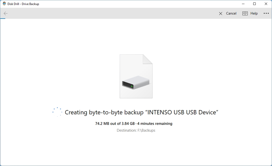 Disk Drill Byte To Byte Backup In Progress