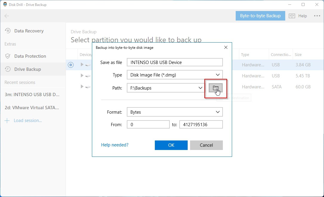 Disk Drill Byte To Byte Backup Settings