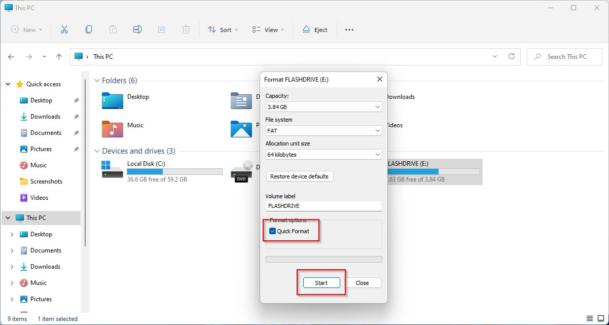 Formatting USB Flash Drive In Windows 11 From File Explorer