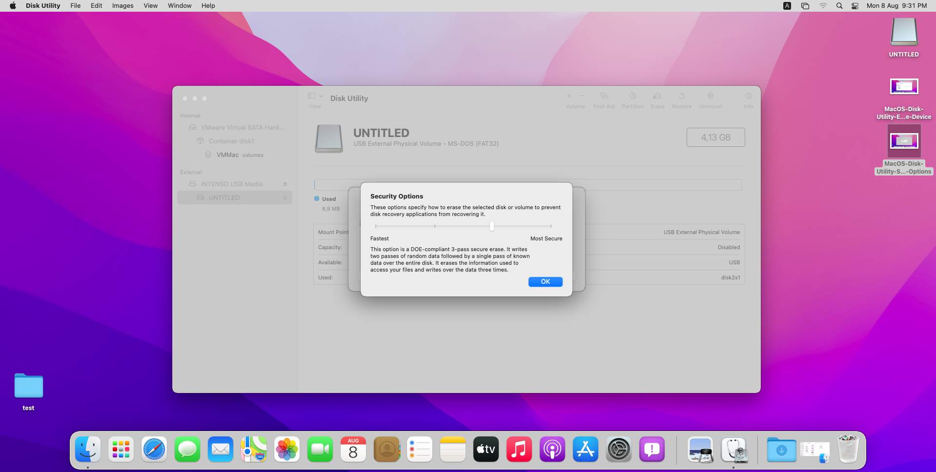 MacOS Disk Utility Security Level Slider