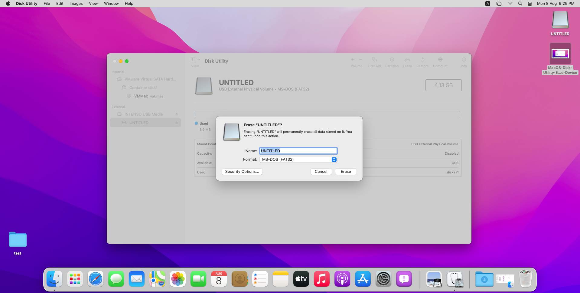 MacOS Disk Utility Security Options