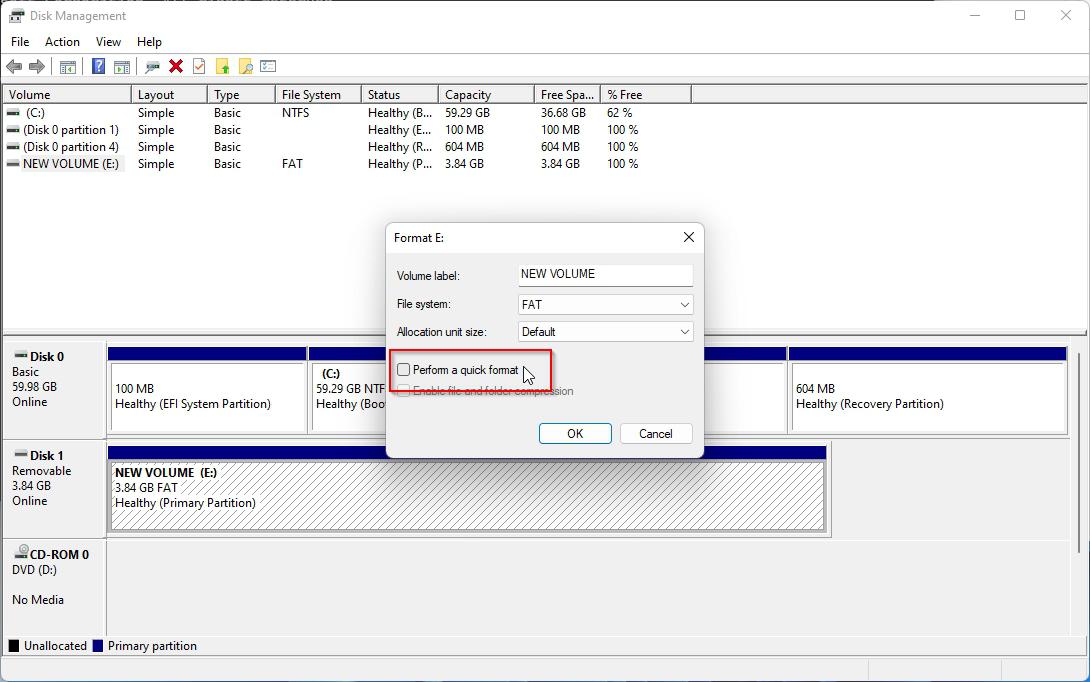 Windows 11 Disk Management Full Format