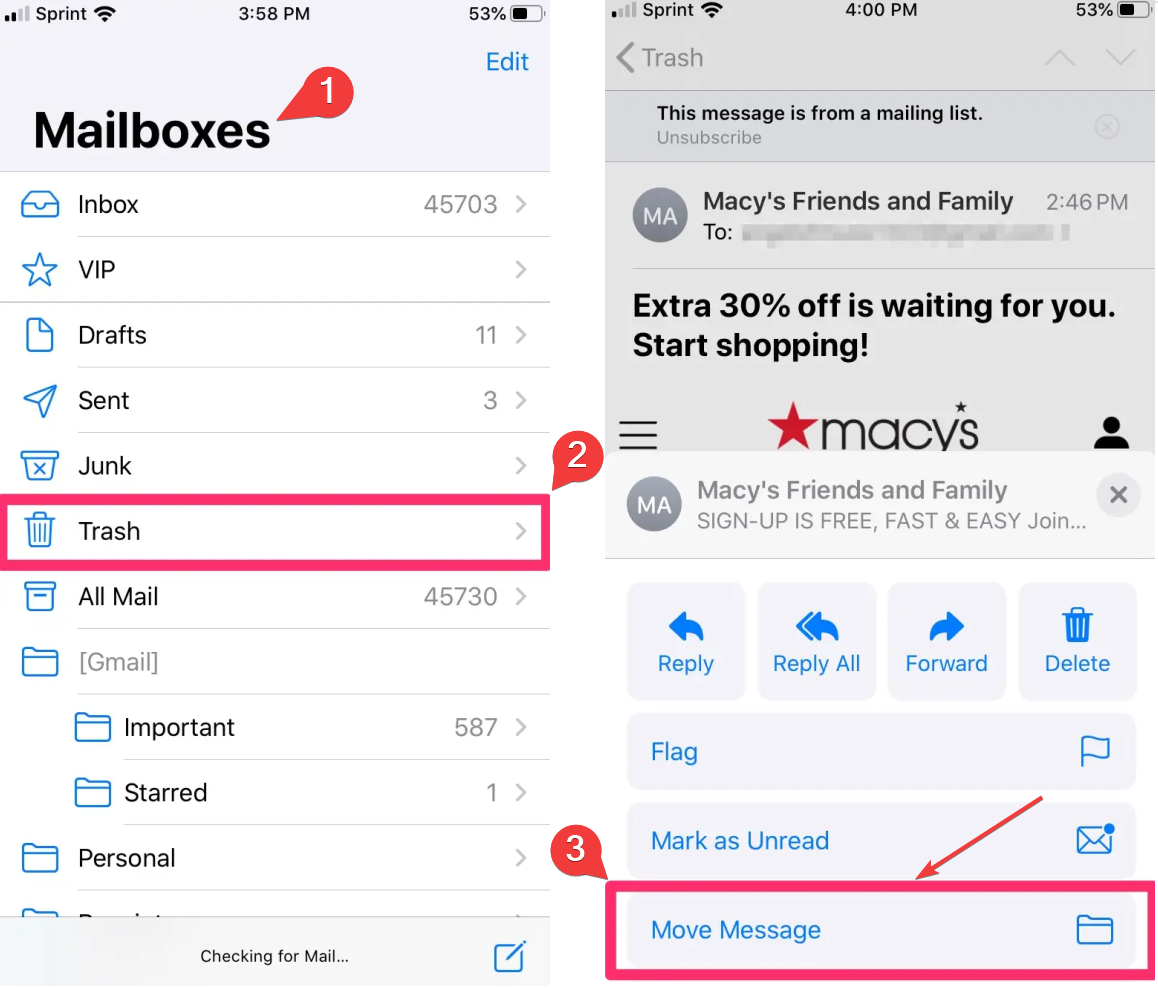 how to restore iphone mail app