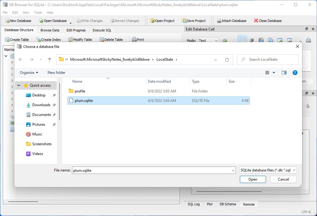 DB Browser Opening Plum SQLite