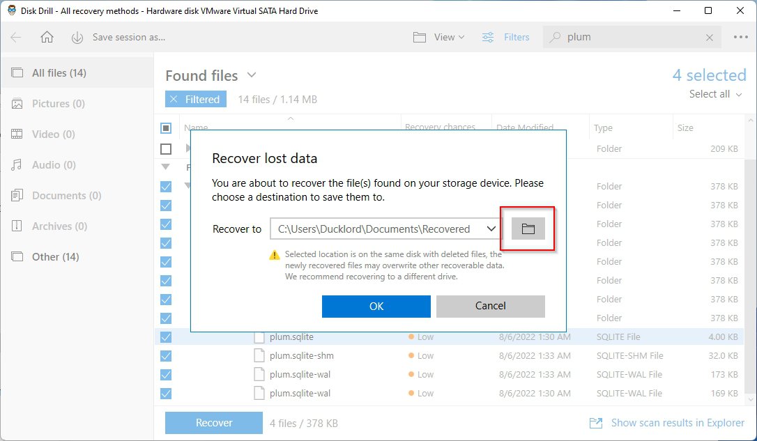 Disk Drill Recovery Target Path