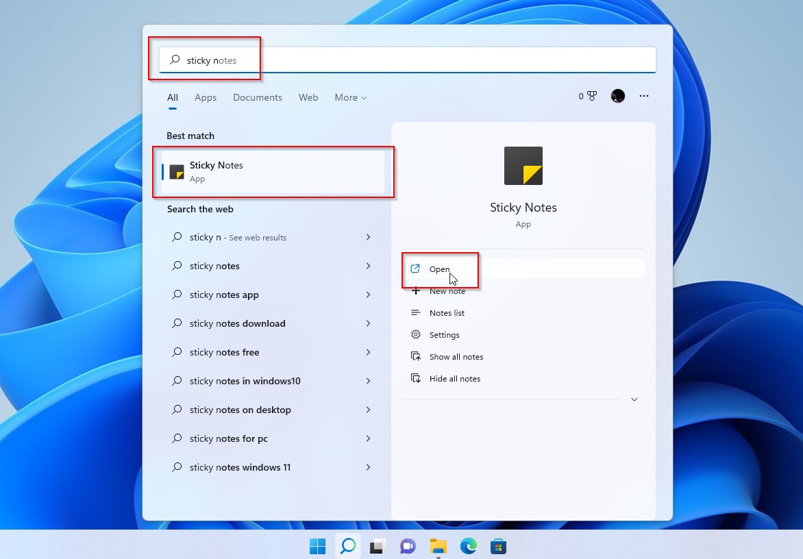 Sticky Notes Run From Windows 11 Start Menu