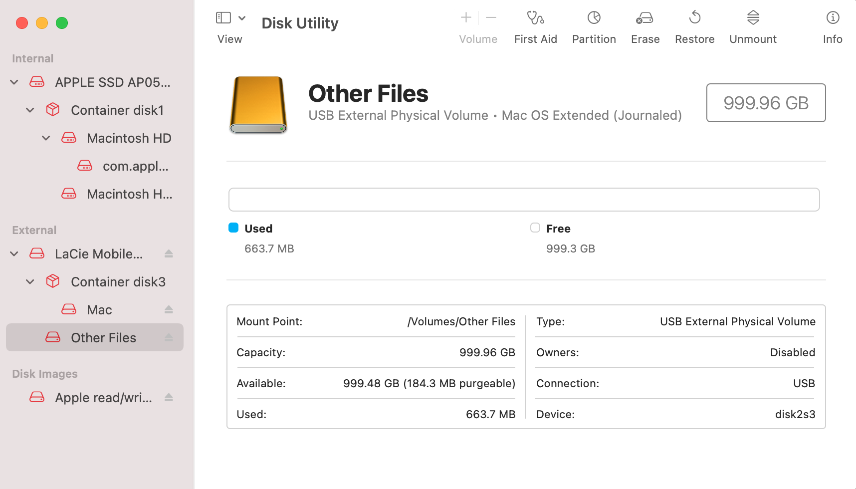 select drive disk utility