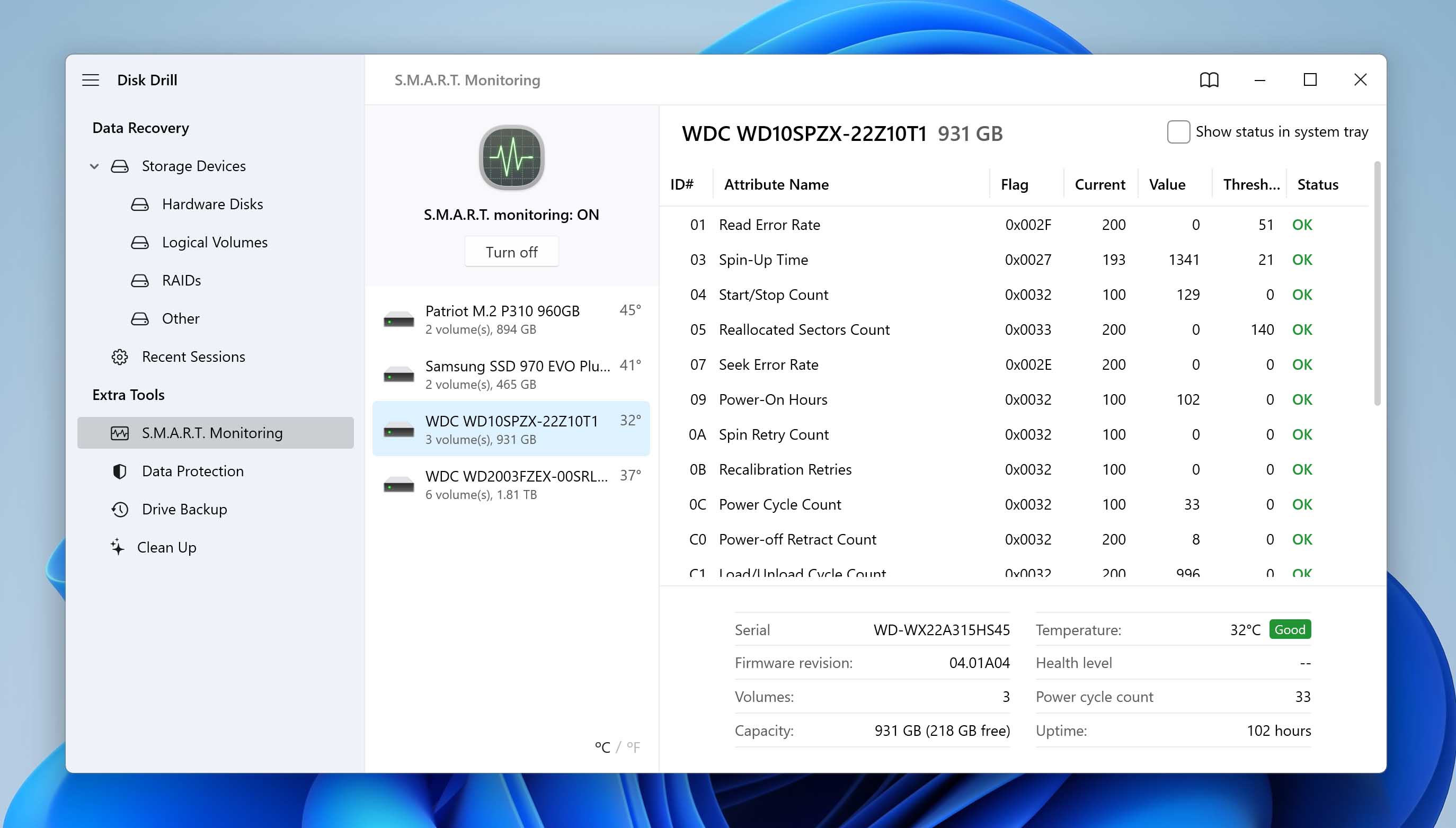SMART monitoring for WD Passport in Disk Drill