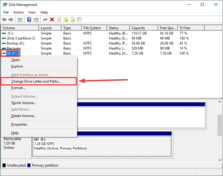 changing drive letter