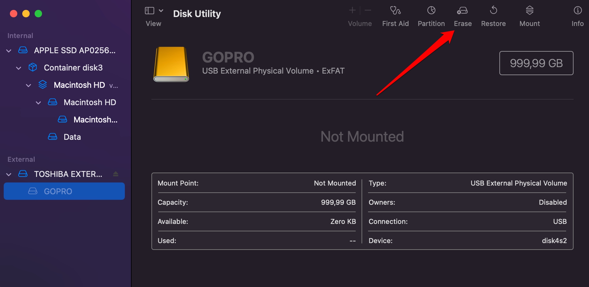 erase drive using disk utility on mac