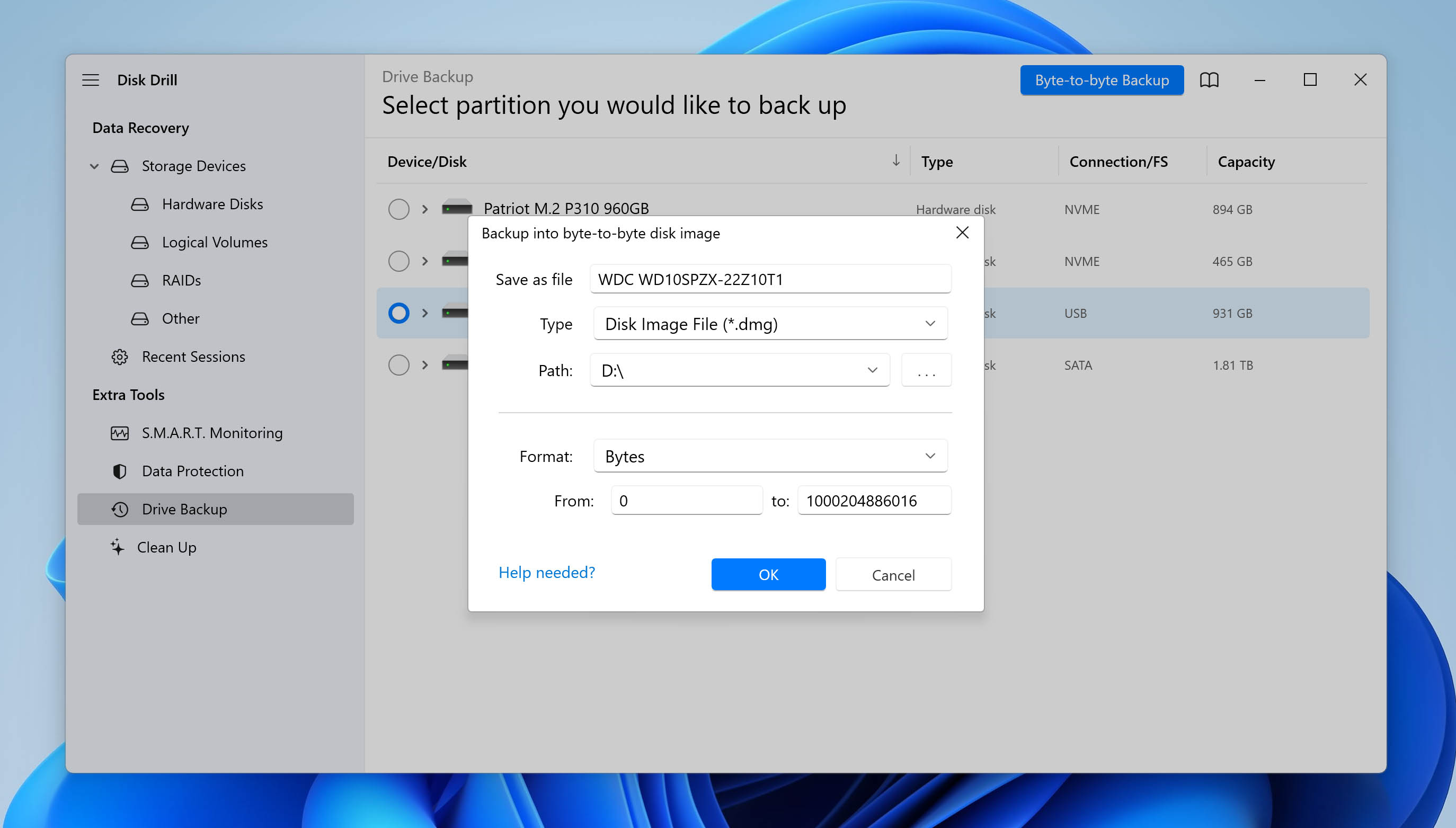 Create WD Passport backup with Disk Drill