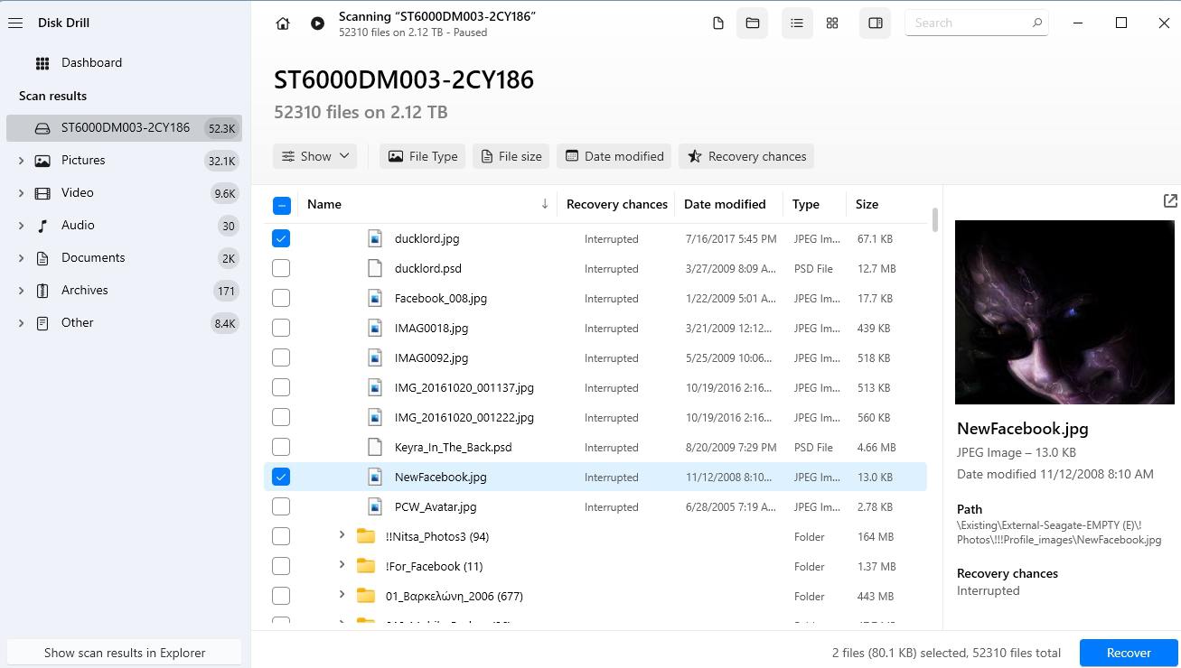 Disk Drill Select Files