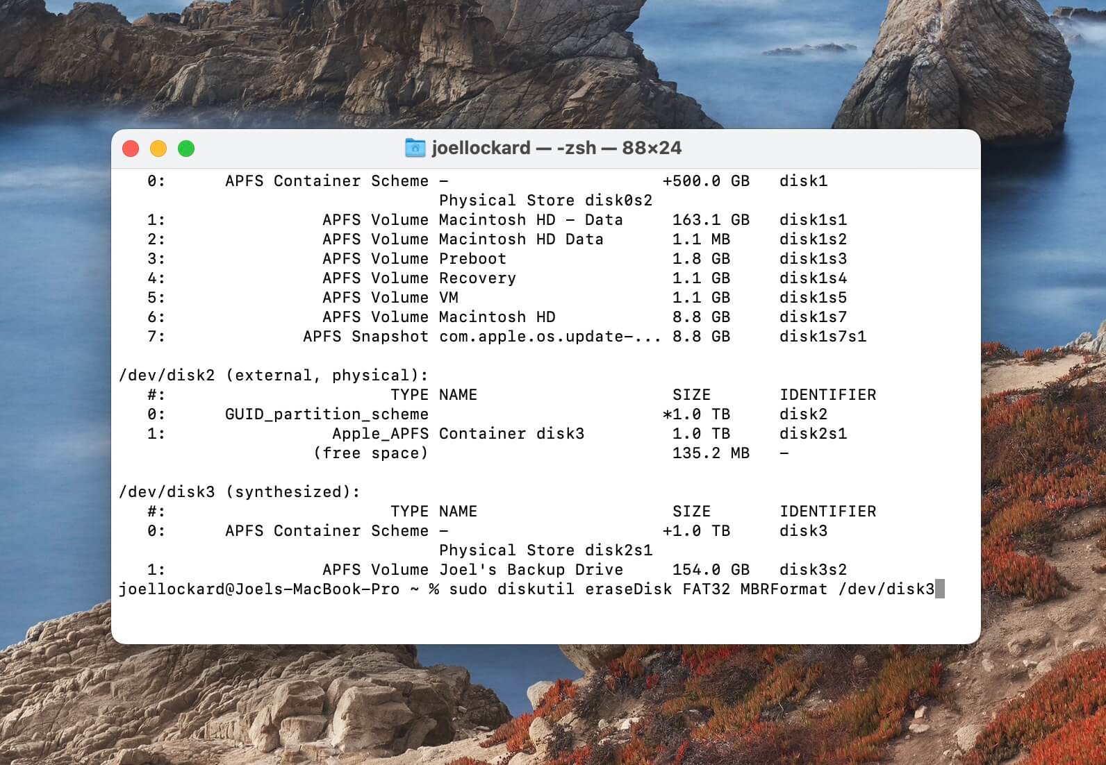 formatting external disk