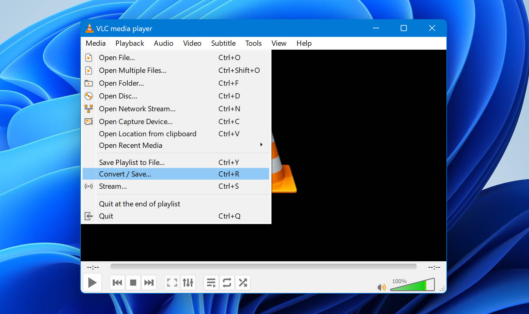 VLC convert media option.