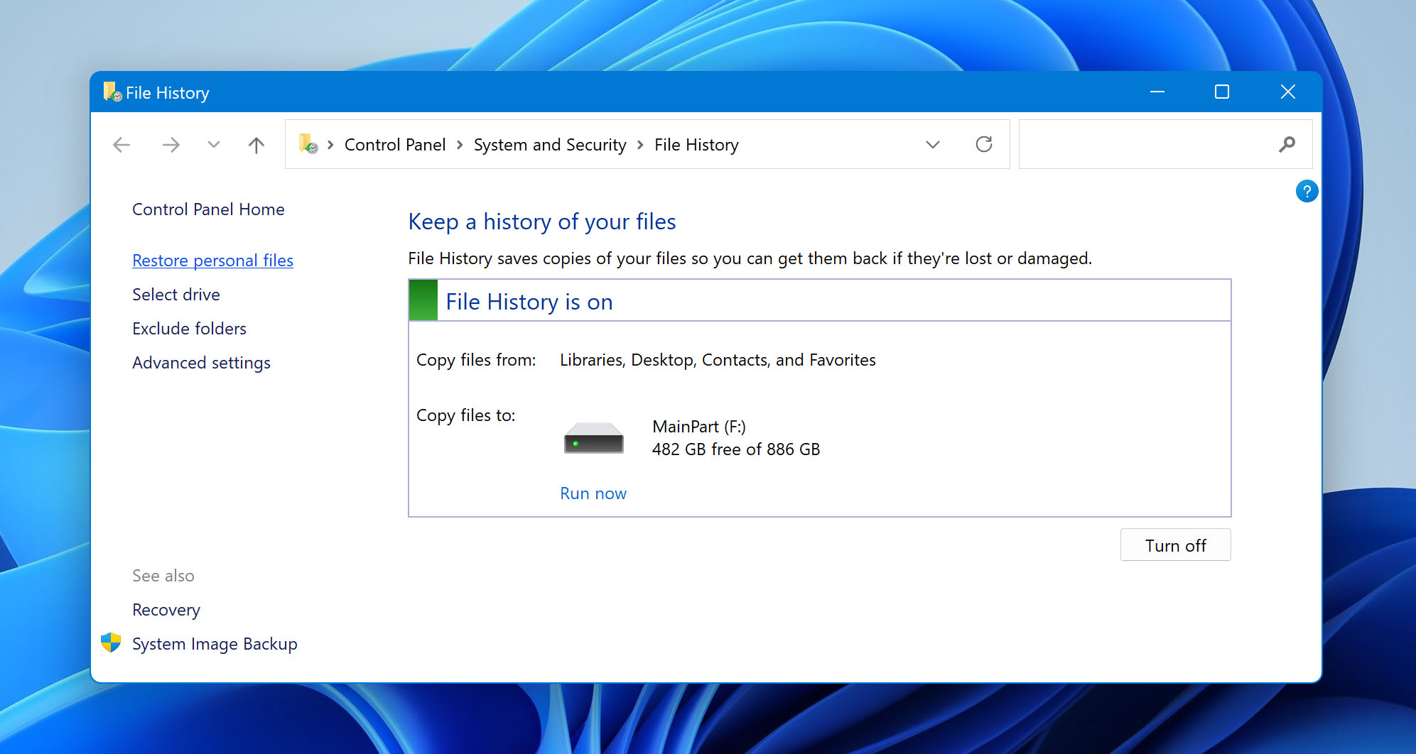 recovering files using windows history