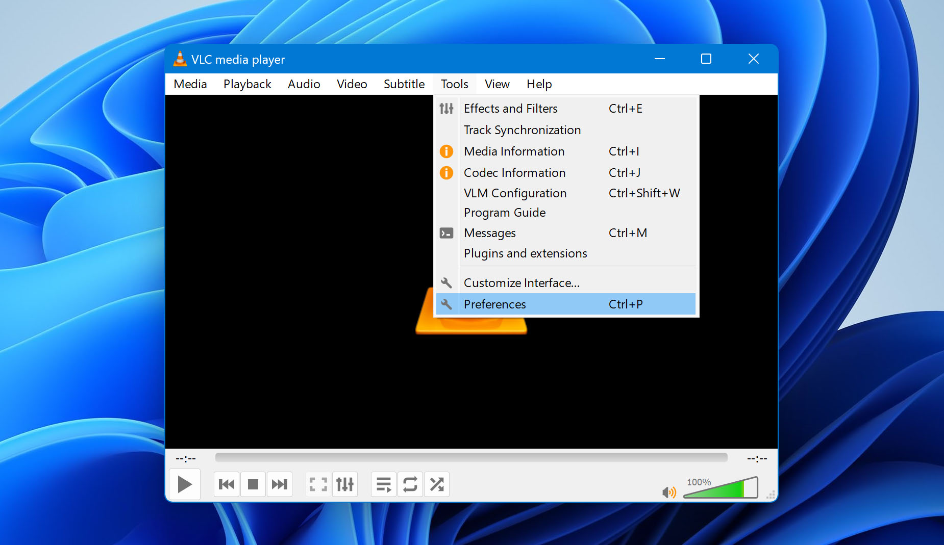 VLC preferences.