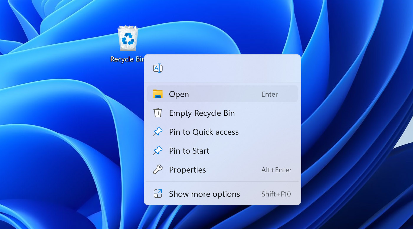 Open Recycle Bin.