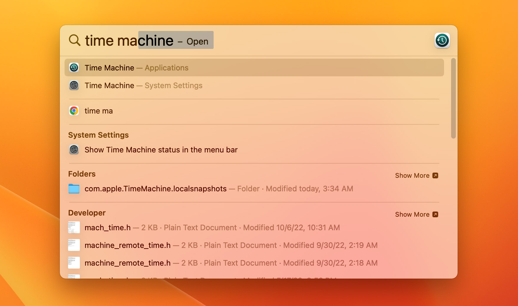 Open Mac time machine.