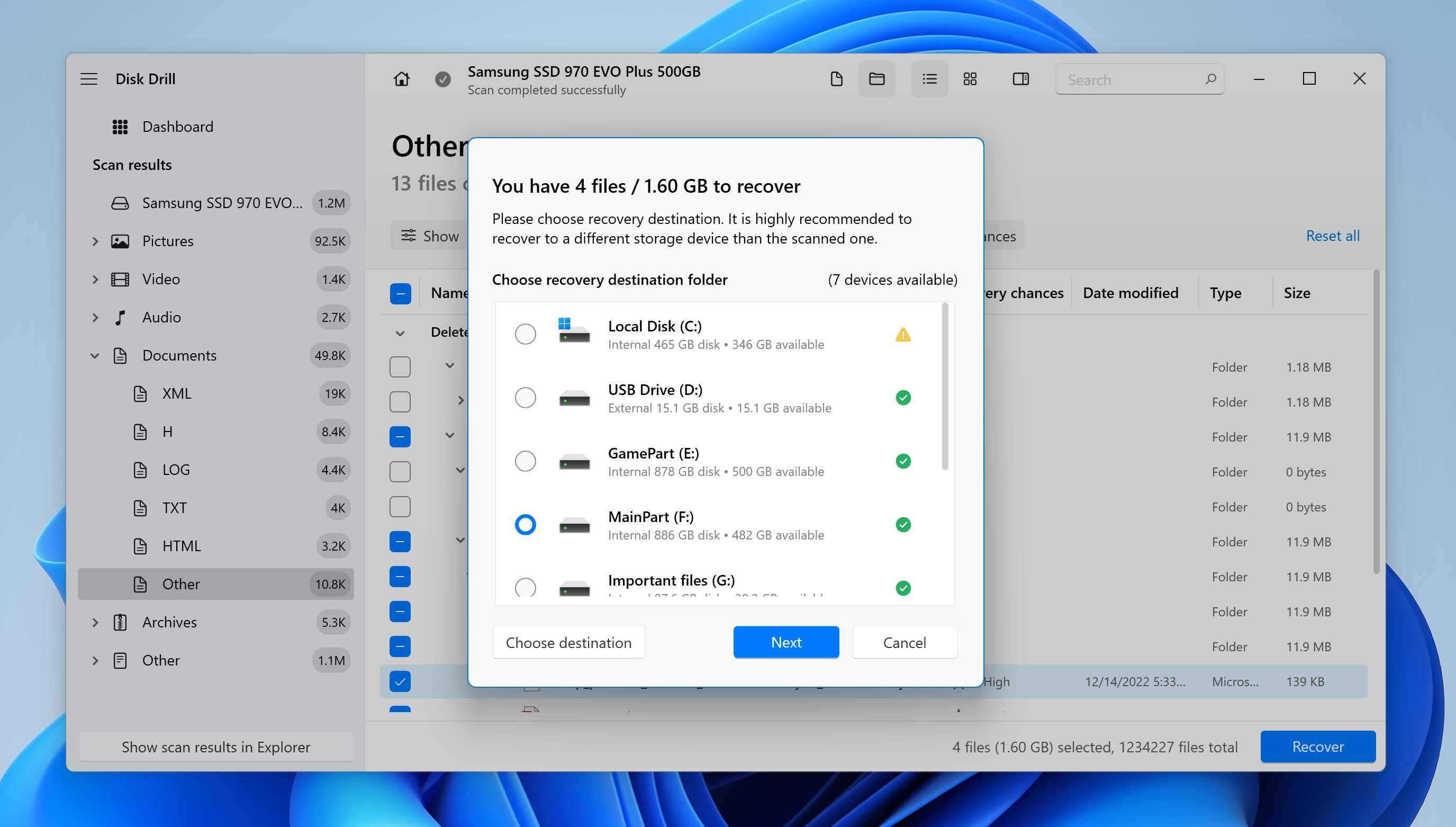 saving recovered files on Disk Drill