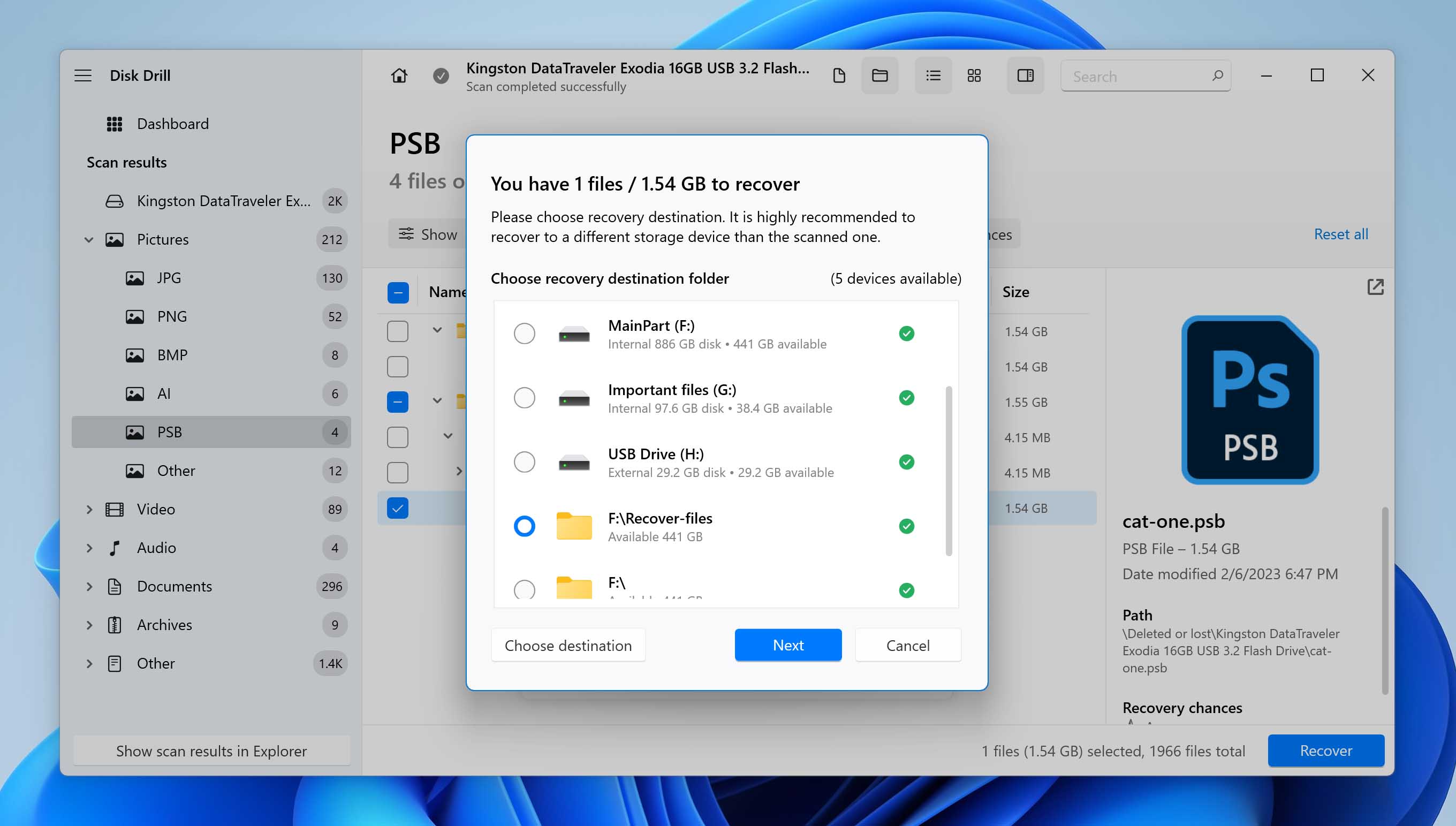 Recovery path for .psb file.