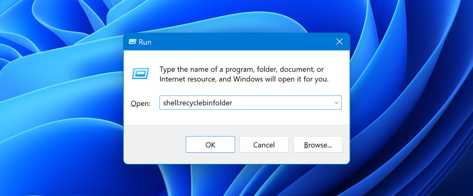 Windows Run recycle bin.