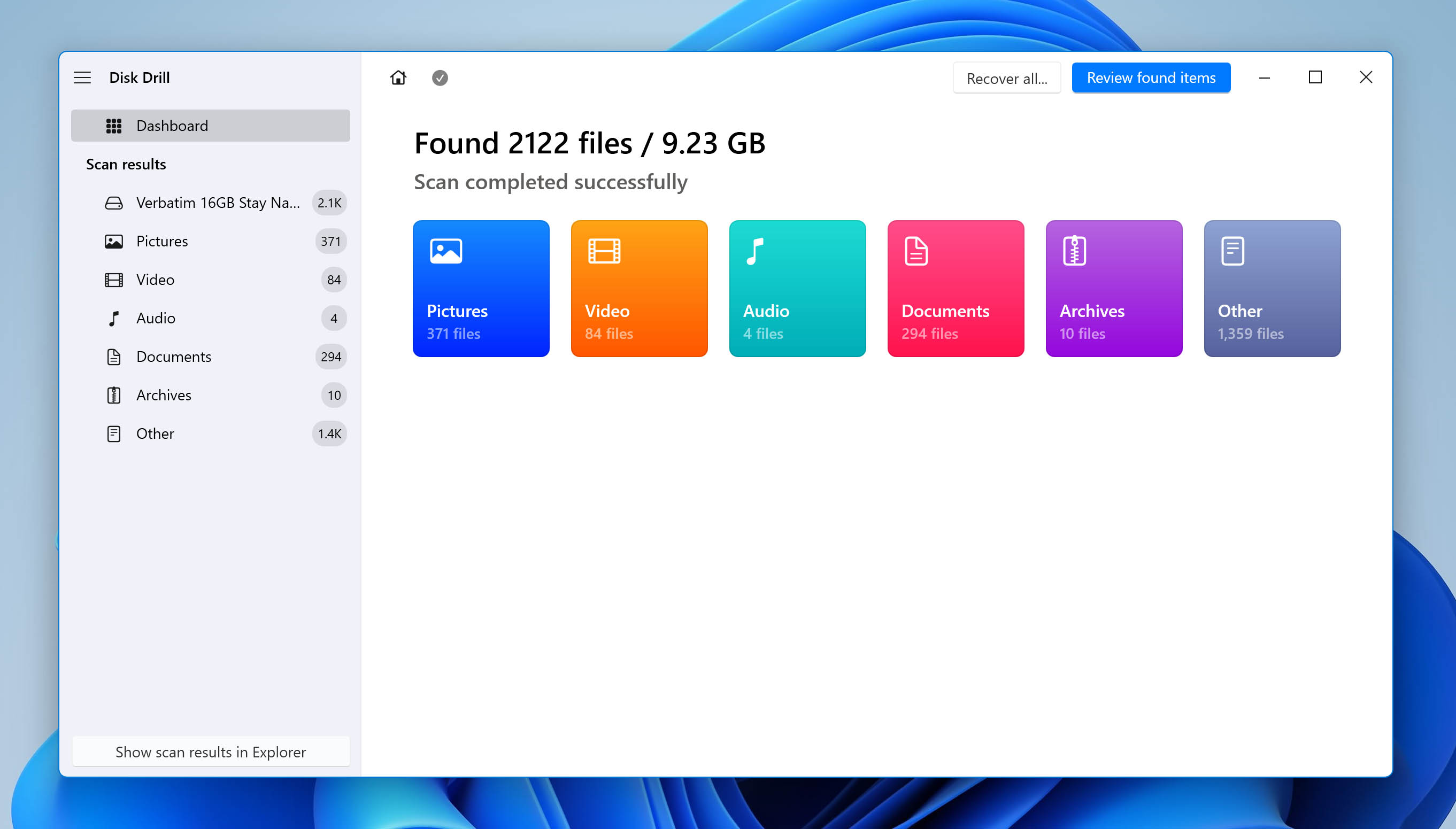 Disk Drill is scanning for lost RAR archives.