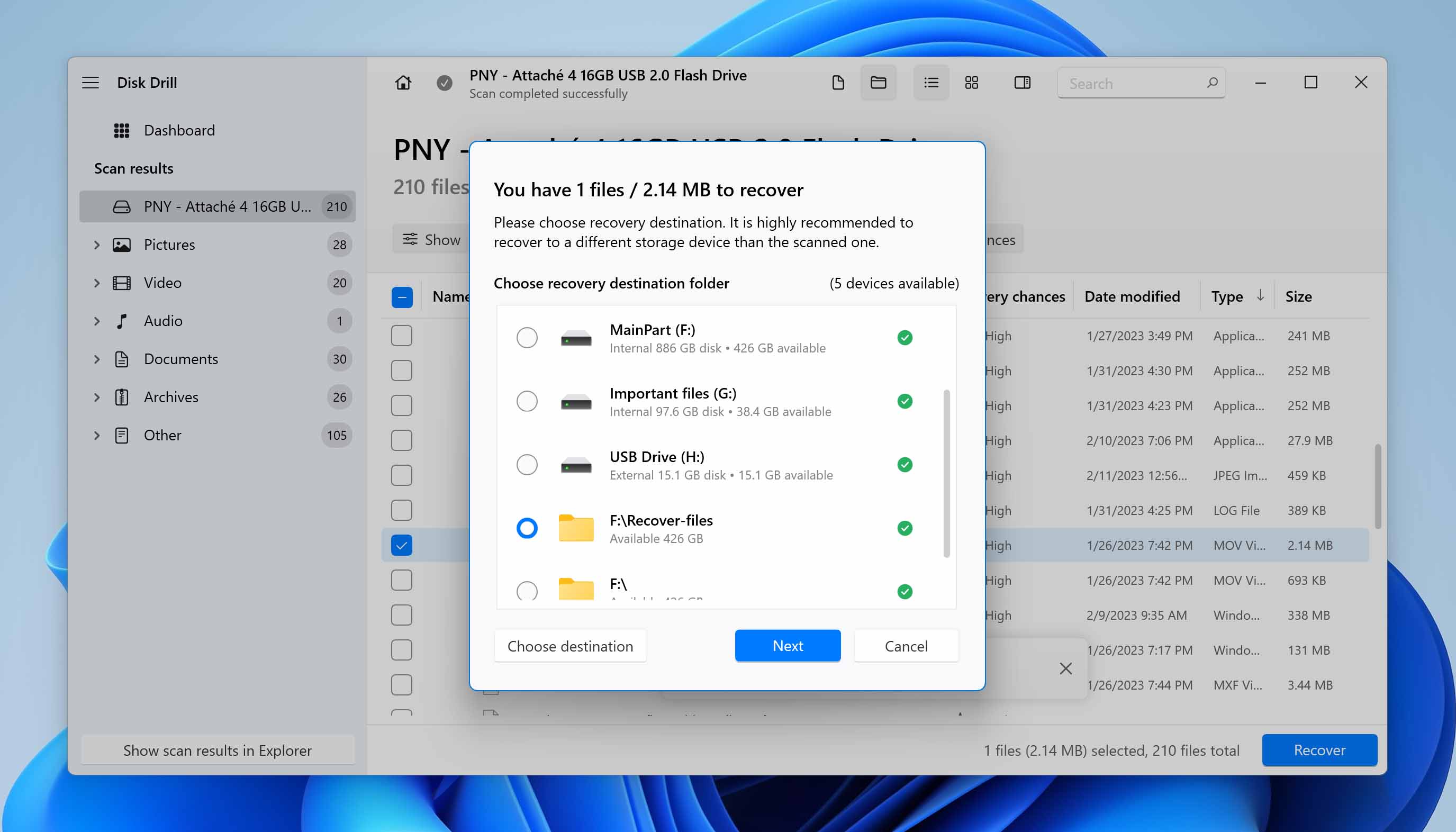 Disk Drill recover MOV files.