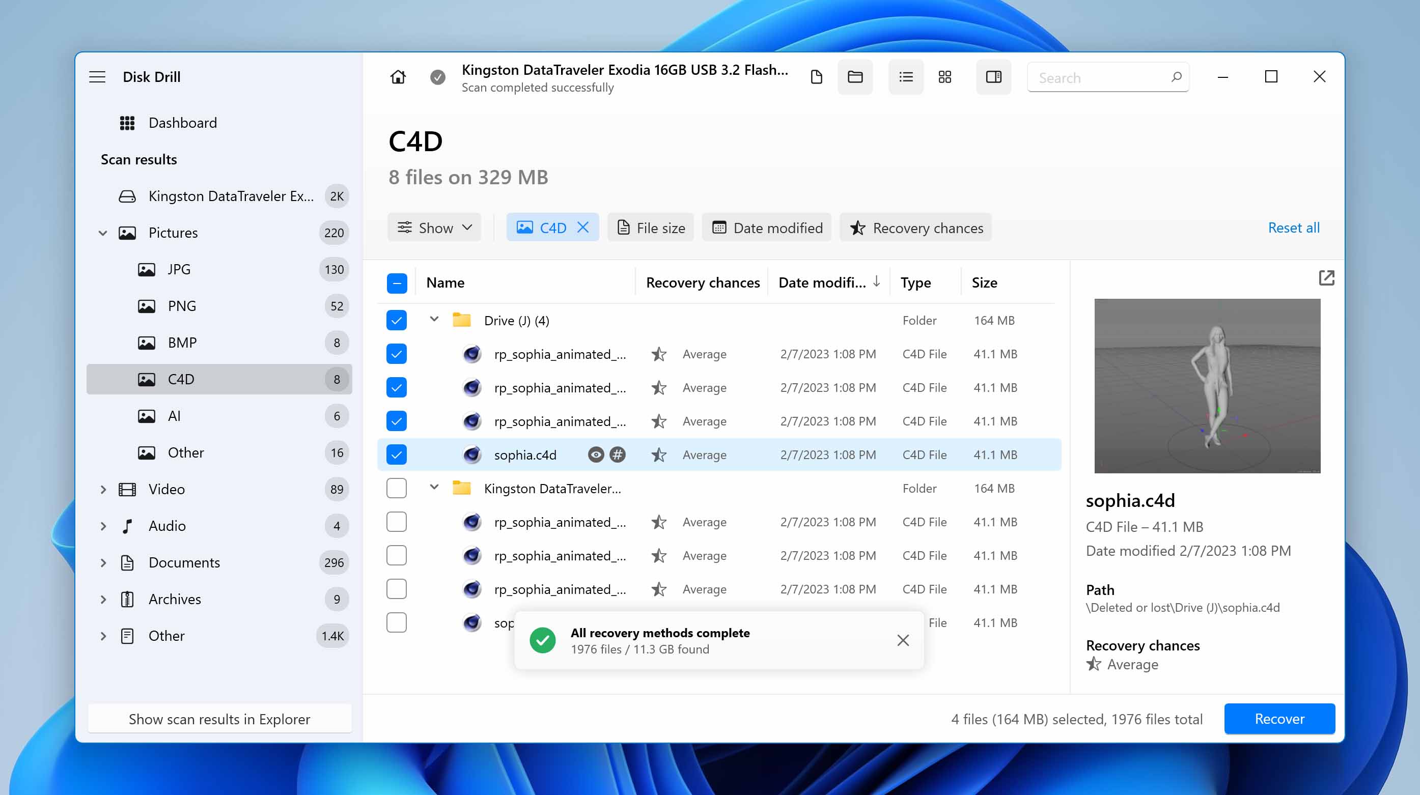 Selecting files for recovery in Disk Drill.