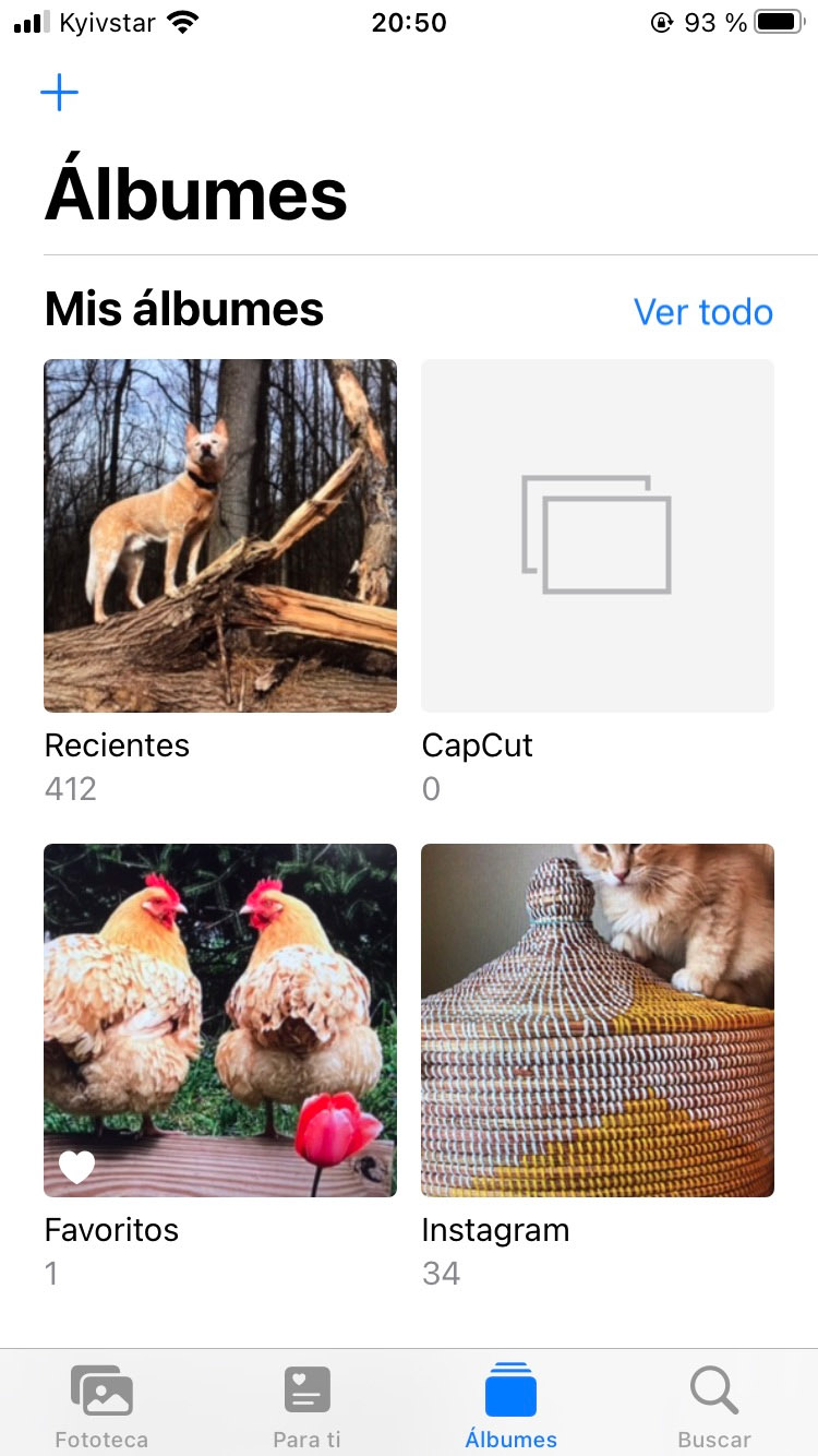 álbumes en la aplicación de fotos de iphone