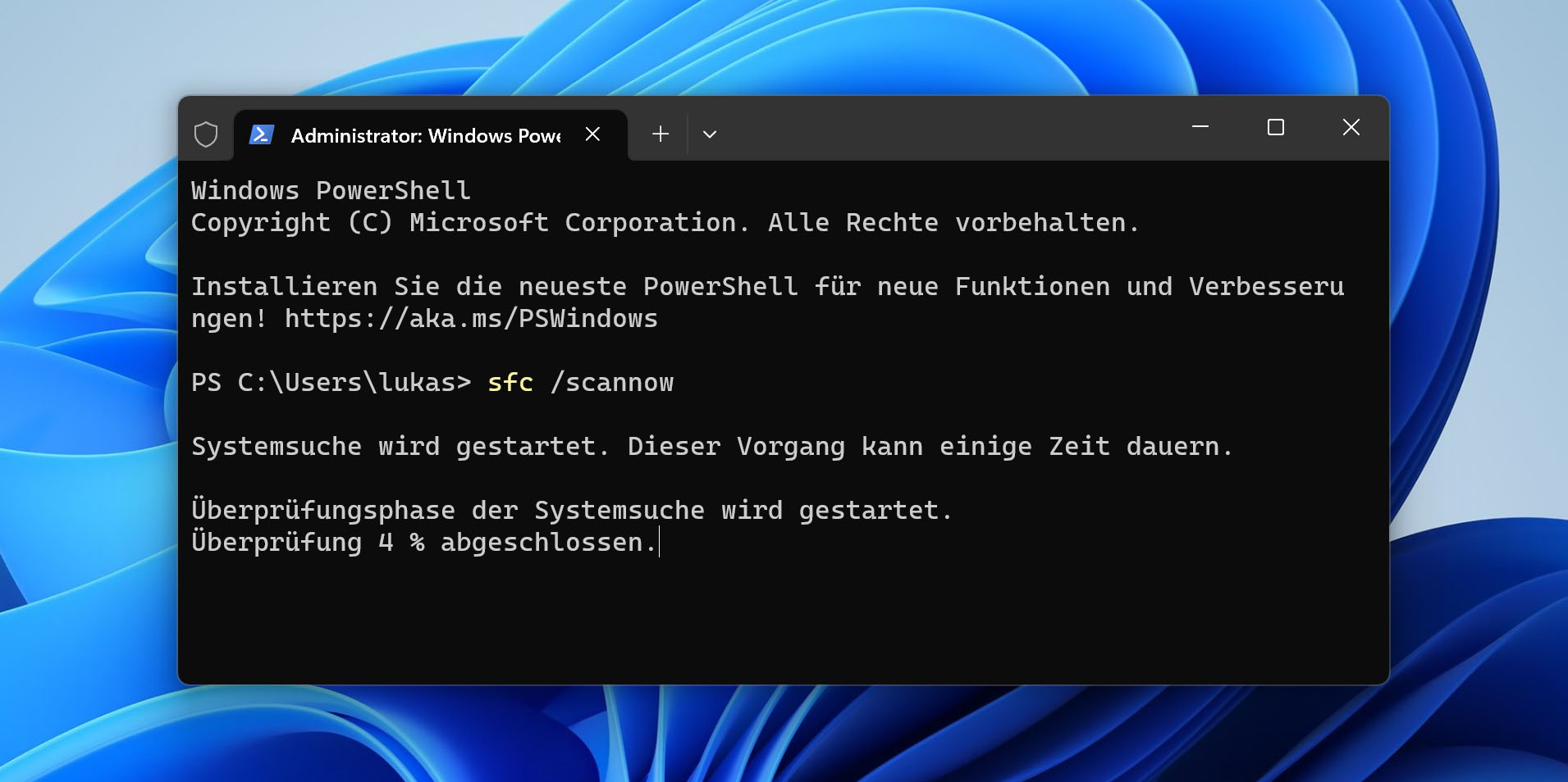 Verwenden Sie die Windows-Systemdateiprüfung