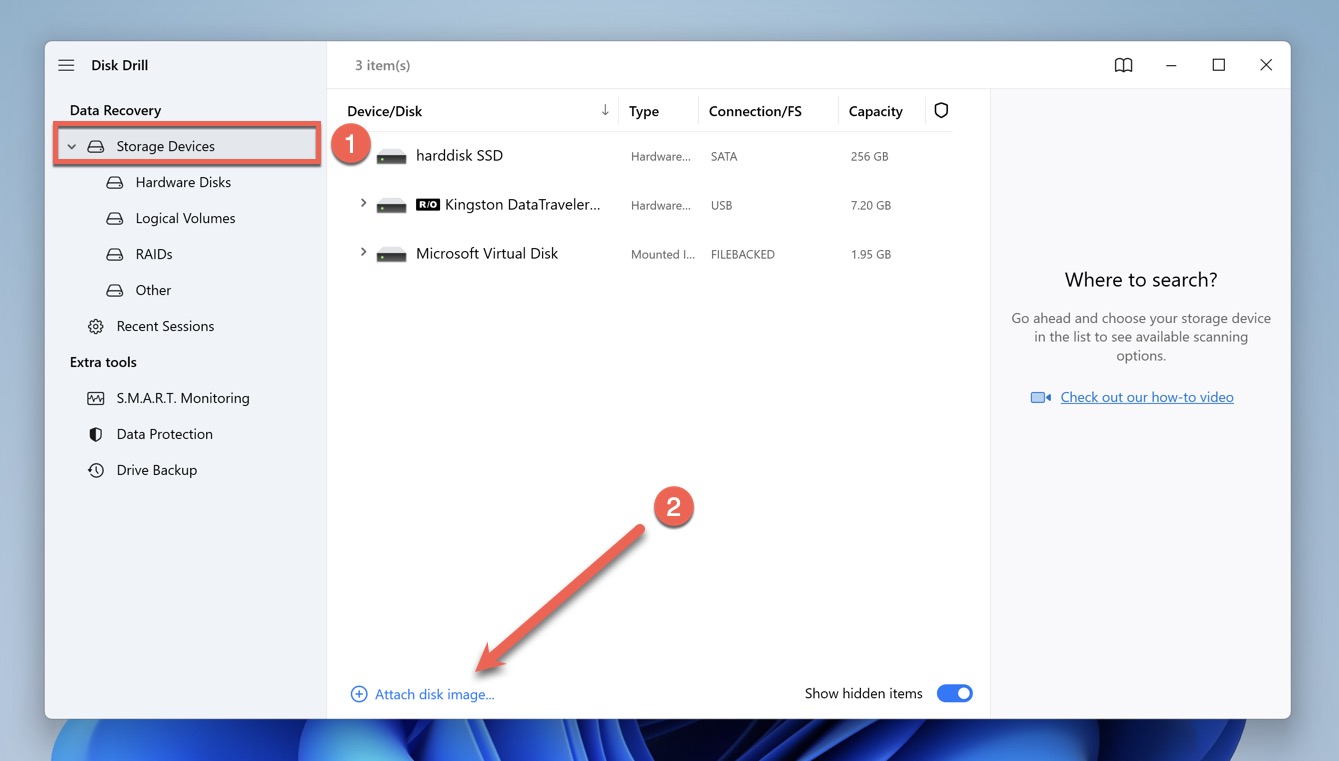 disk drill attach disk image