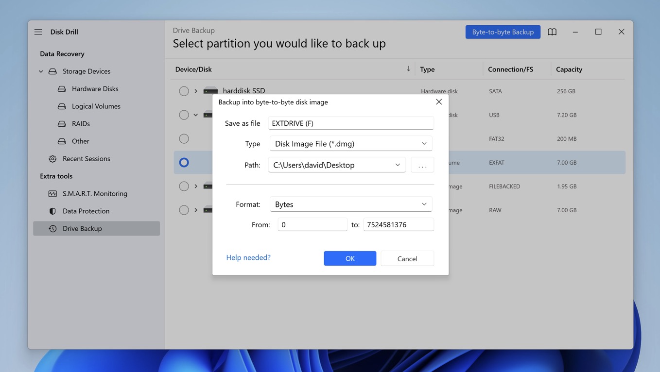 disk drill backup location external drive