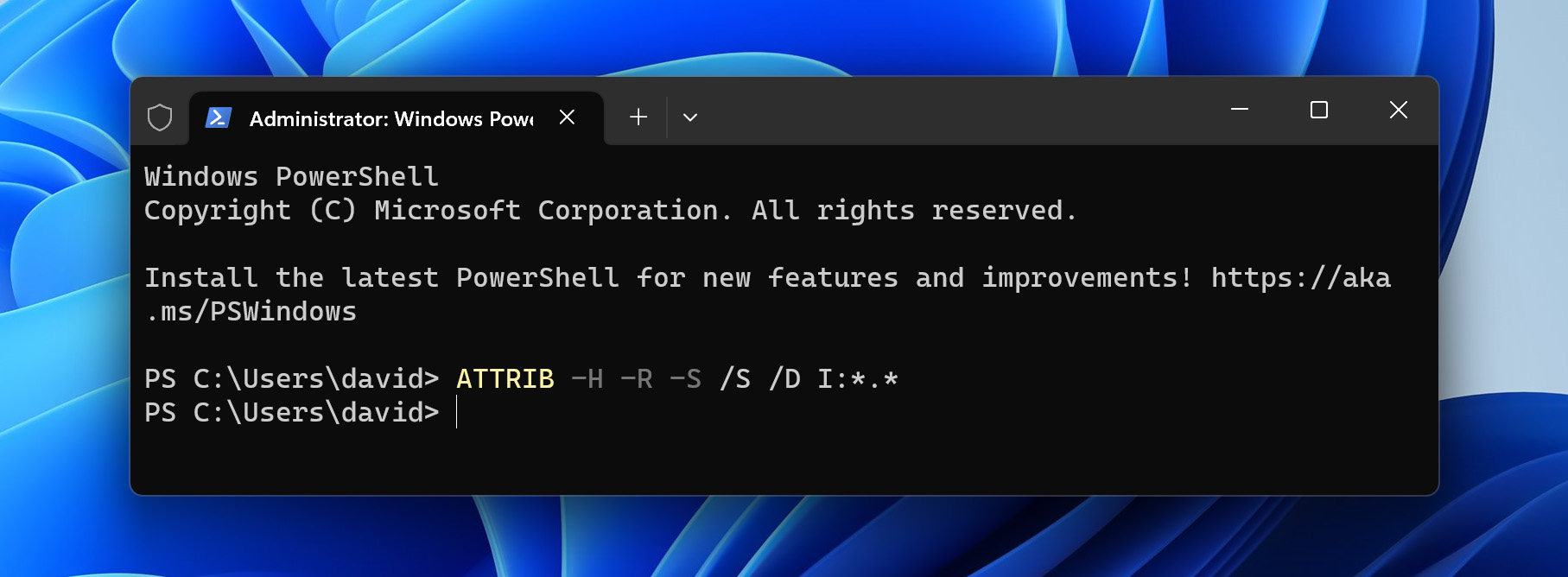 attrib command powershell